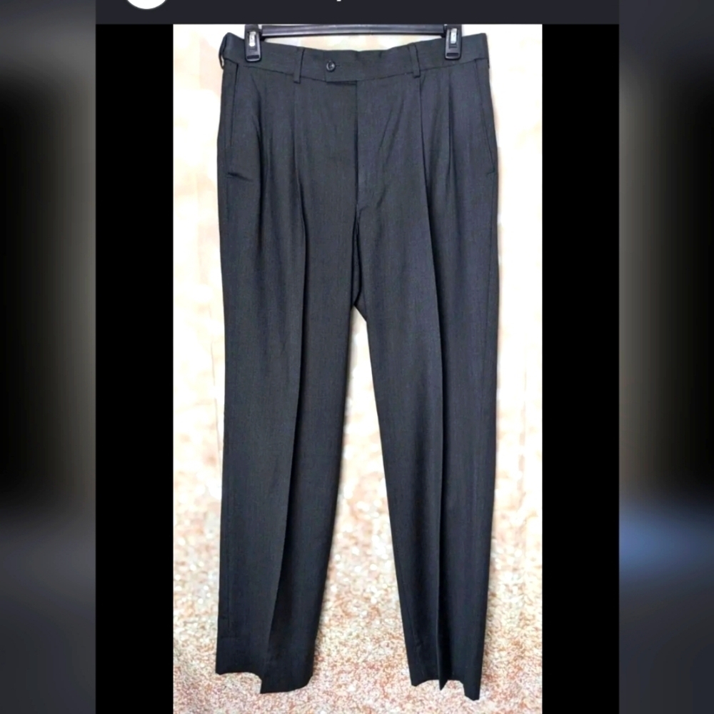 Louis Raphael Men's Dark Gray Pleated Front Wool Dress Pants Sz 38
